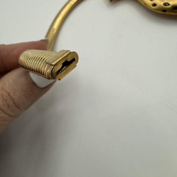 Vintage DR Gold Tone Leopard Collar Necklace Enamel Rhinestone 14 In Womens - Picture 11 of 13